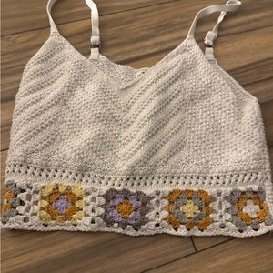 Crochet Knit Top with Colorful Accents